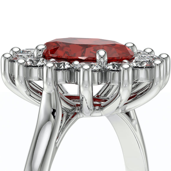 Bague entourage rubis et diamant Pompadour