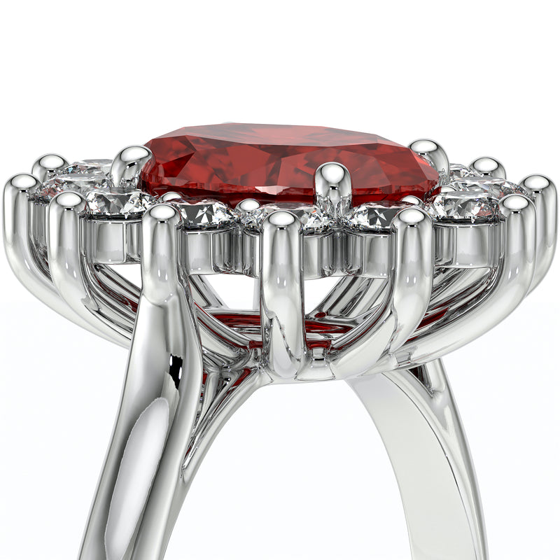 Bague entourage rubis et diamant Pompadour