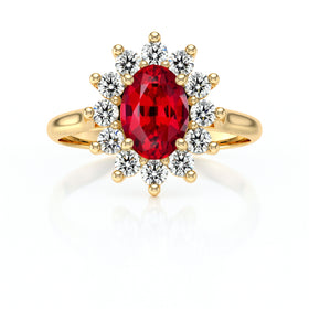 Bague entourage rubis et diamant Pompadour