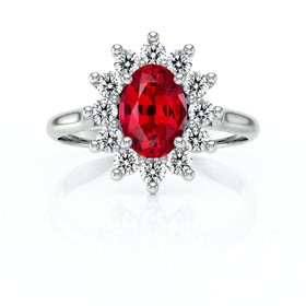 Bague entourage rubis et diamant Pompadour