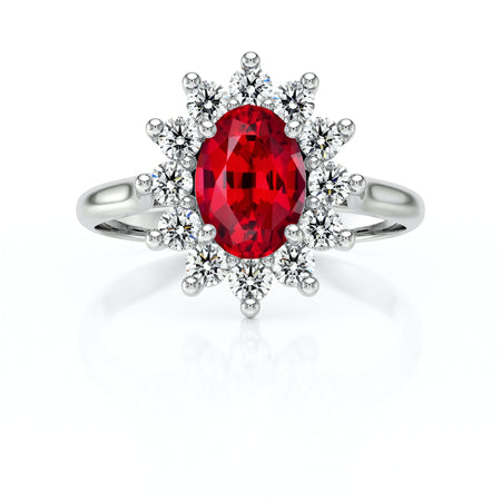 Bague entourage rubis et diamant Pompadour