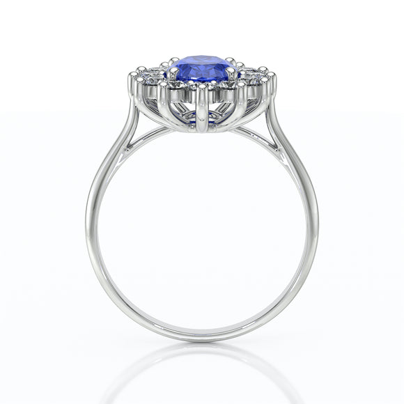 Bague entourage saphir et diamant Pompadour