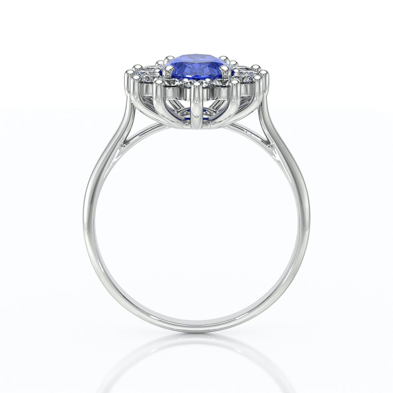 Bague entourage saphir et diamant Pompadour