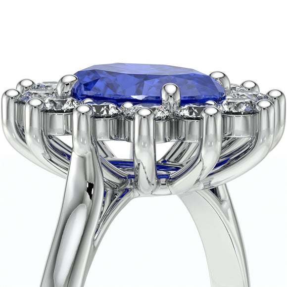 Bague entourage saphir et diamant Pompadour