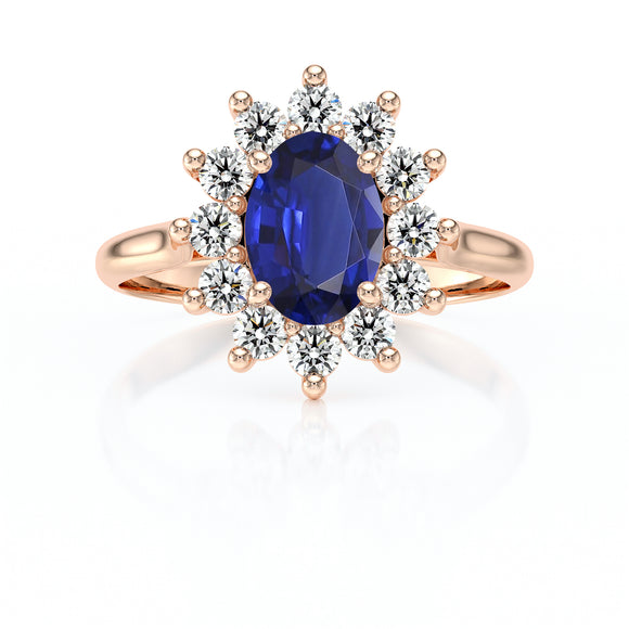 Bague entourage saphir et diamant Pompadour