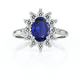 Bague entourage saphir et diamant Pompadour
