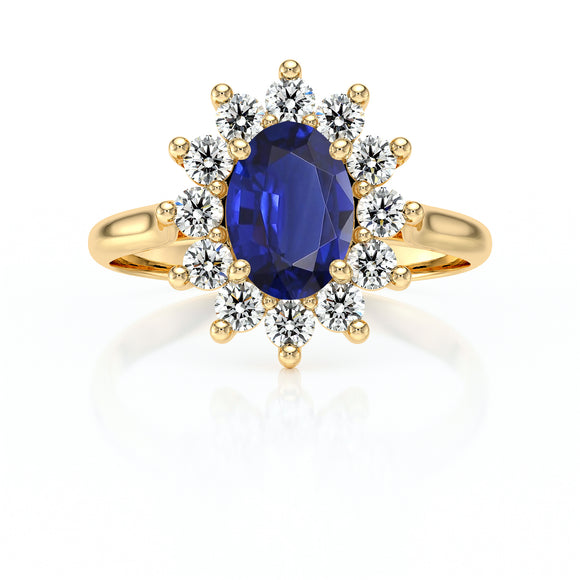 Bague entourage saphir et diamant Pompadour