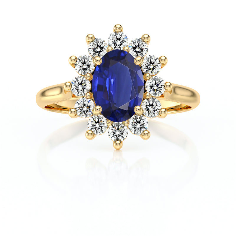 Bague entourage saphir et diamant Pompadour