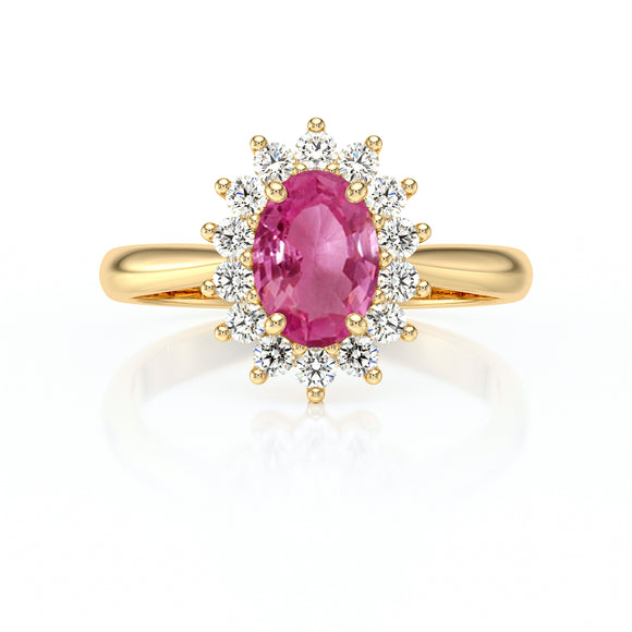 Bague entourage saphir rose et diamant Petite Pompadour