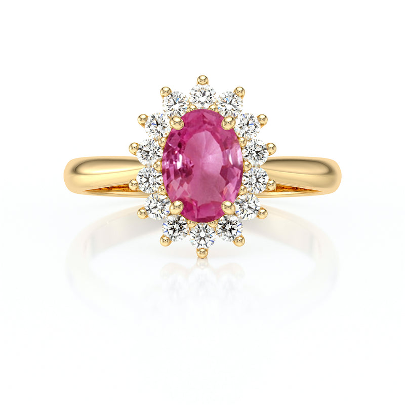 Bague entourage saphir rose et diamant Petite Pompadour