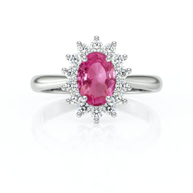 Bague entourage saphir rose et diamant Petite Pompadour