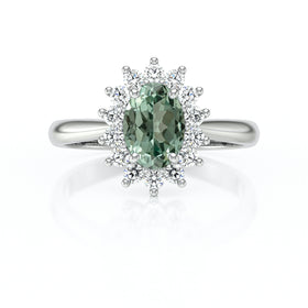 Bague entourage saphir vert et diamant Petite Pompadour