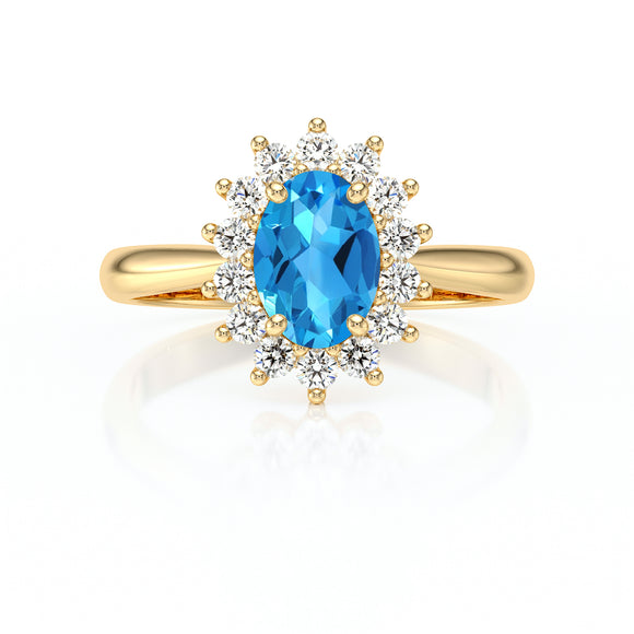 Bague entourage topaze et diamant Petite Pompadour