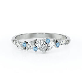 Bague aigue-marine et diamant Florale - 1