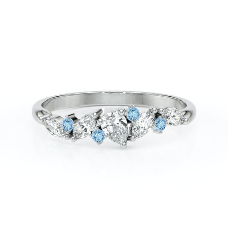 Bague aigue-marine et diamant Florale - 1