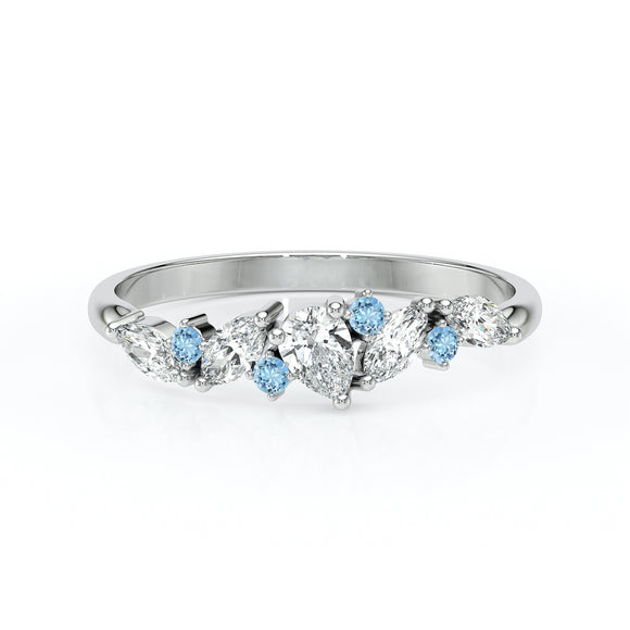 Bague aigue-marine et diamant Florale - 1