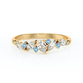 Bague aigue-marine et diamant Florale - 1
