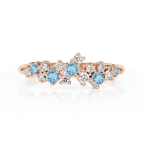 Bague aigue-marine et diamant Florale - 4
