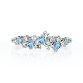 Bague aigue-marine et diamant Florale - 4