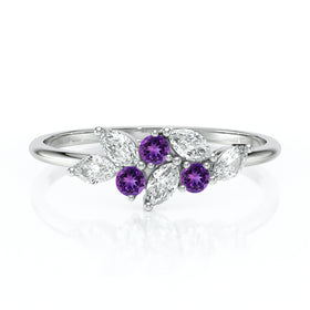 Bague améthyste et diamant Florale - 3