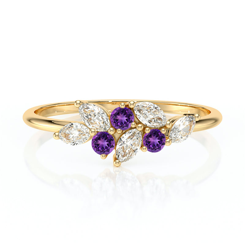 Bague améthyste et diamant Florale - 3