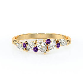 Bague améthyste et diamant Florale - 1