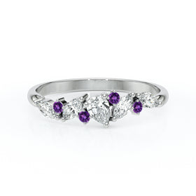 Bague améthyste et diamant Florale - 1