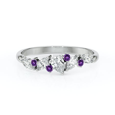 Bague améthyste et diamant Florale - 1