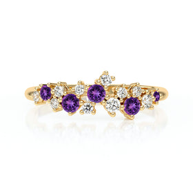 Bague améthyste et diamant Florale - 4