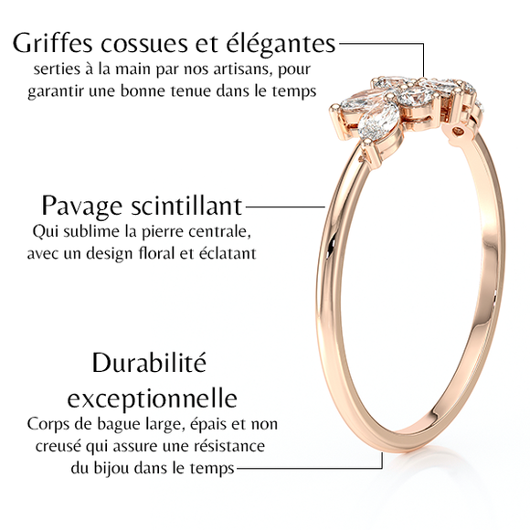Bague émeraude et diamant Florale - 3