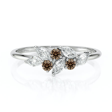 Bague diamant chocolat Florale - 3