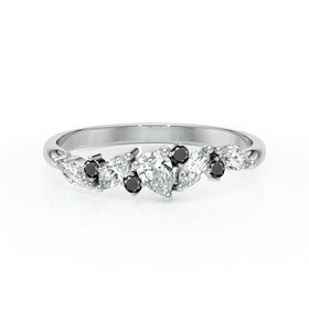 Bague diamant noir Florale - 1