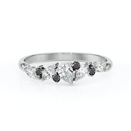 Bague diamant noir Florale - 1