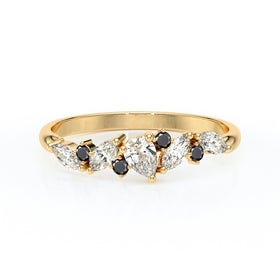 Bague diamant noir Florale - 1