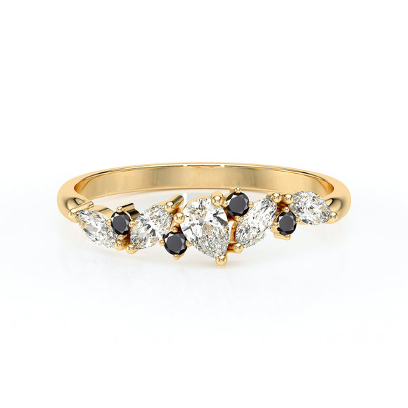 Bague diamant noir Florale - 1
