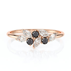Bague diamant noir Florale - 3