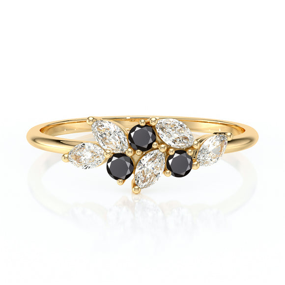 Bague diamant noir Florale - 3