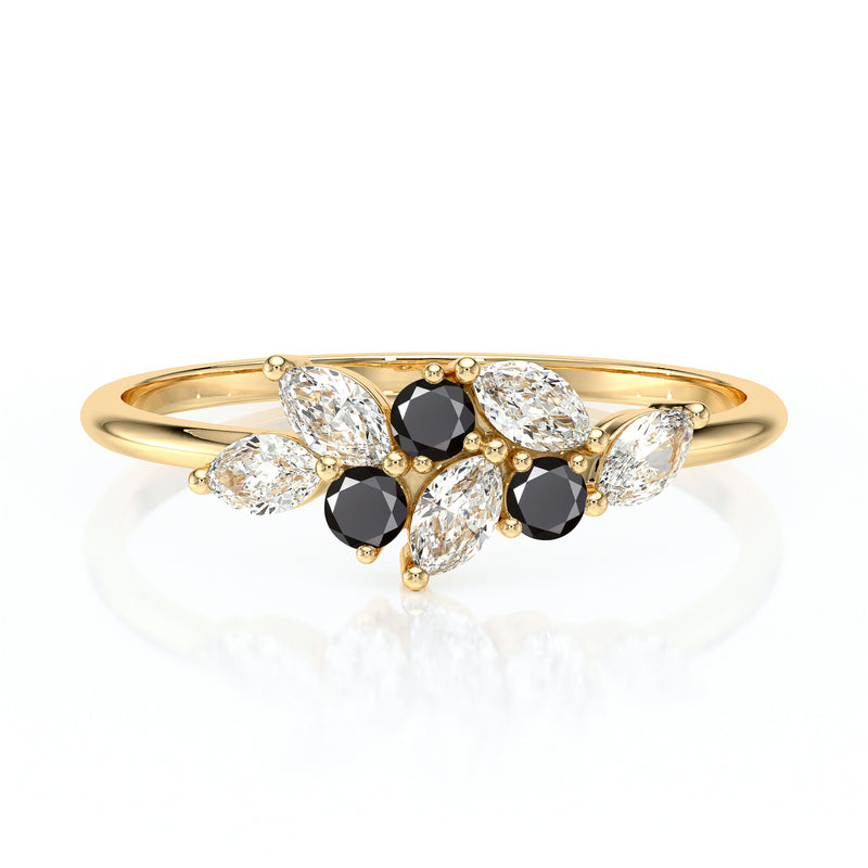 Bague diamant noir Florale - 3