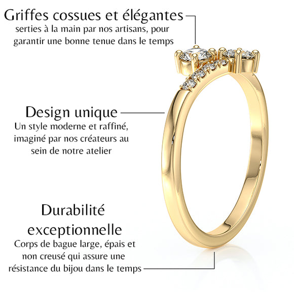 Solitaire accompagné rubis et diamant Toi et Moi