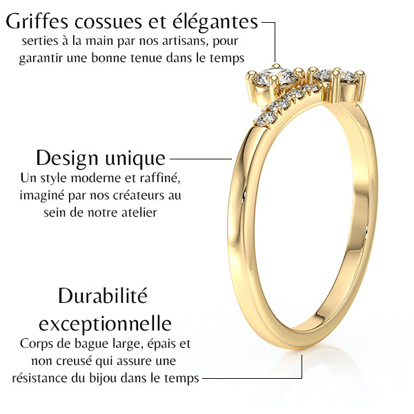 Solitaire accompagné diamant Toi et Moi