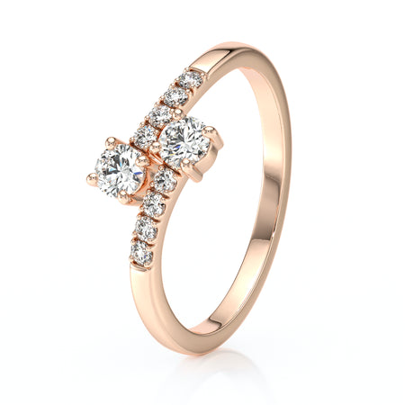 Solitaire accompagné diamant Toi et Moi