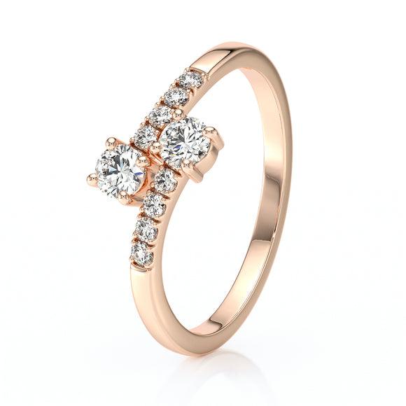 Solitaire accompagné diamant Toi et Moi