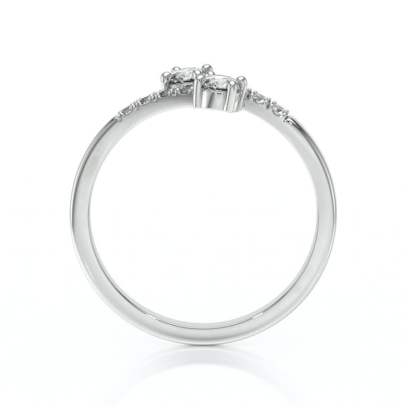 Solitaire accompagné rubis et diamant Toi et Moi