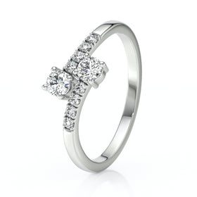 Solitaire accompagné diamant Toi et Moi