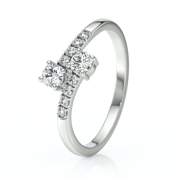 Solitaire accompagné rubis et diamant Toi et Moi