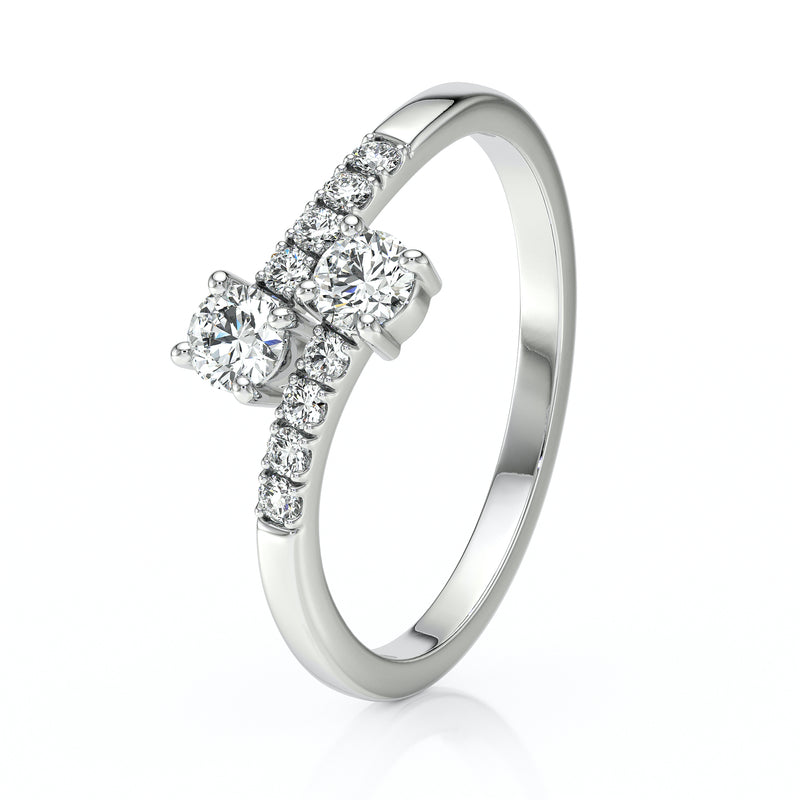 Solitaire accompagné saphir et diamant Toi et Moi