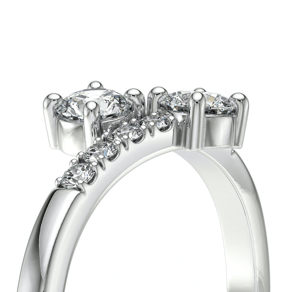 Solitaire accompagné rubis et diamant Toi et Moi