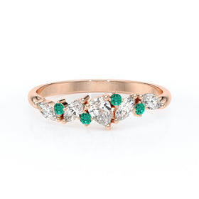 Bague émeraude et diamant Florale - 1