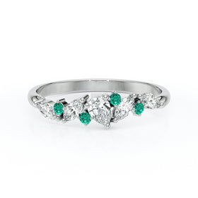 Bague émeraude et diamant Florale - 1