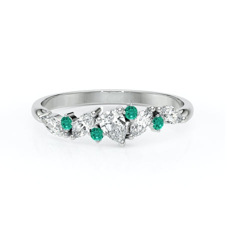 Bague émeraude et diamant Florale - 1